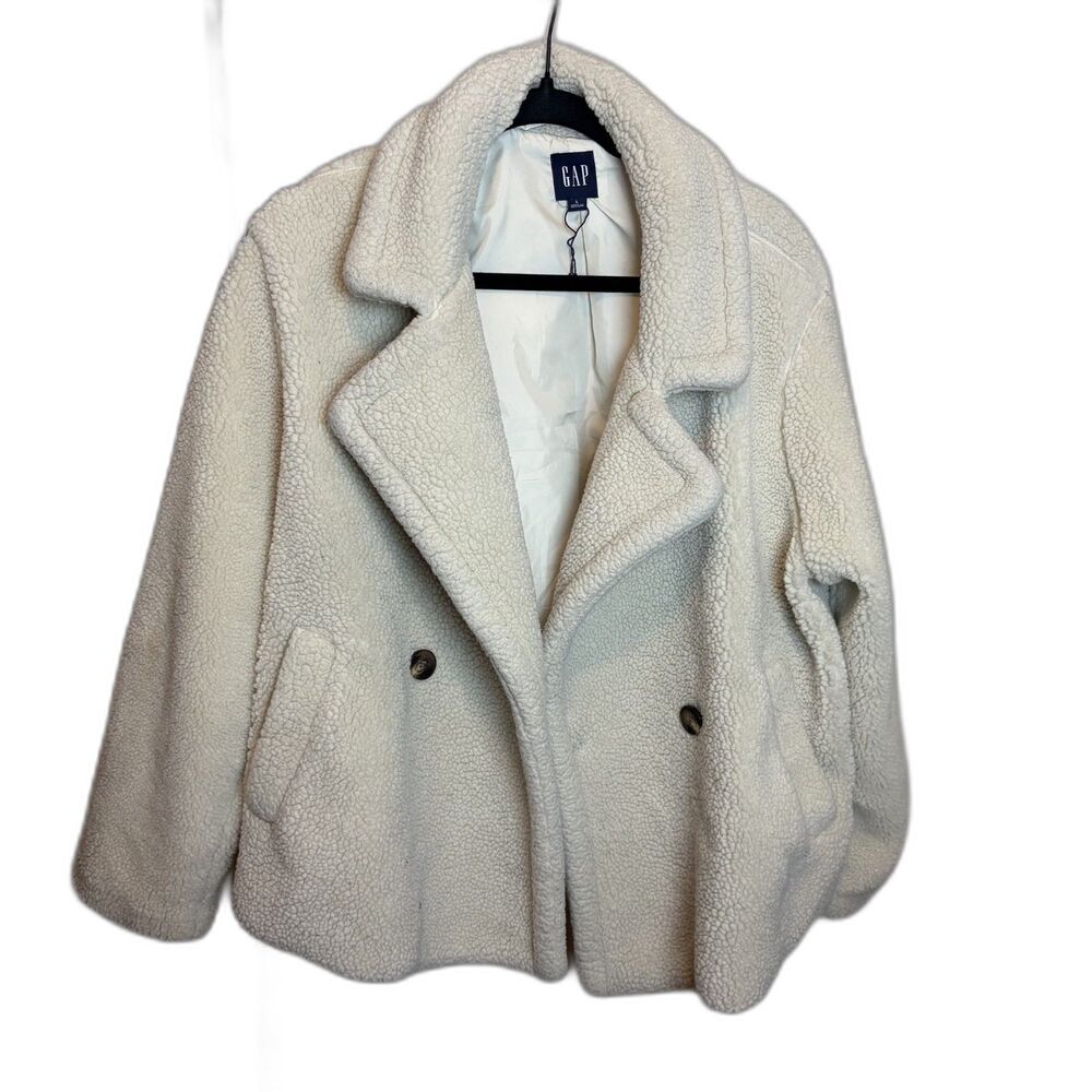 Gap Sherpa Button Jacket Light Cream Size L Women